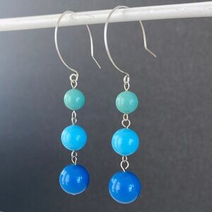 Swarovski Blue 80s-Like Handmade Bead Earrings